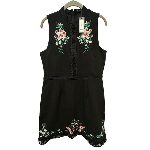 Romeo & Juliet Couture Floral Embroidered Whimsigoth Fairy Mini Dress SZ Large - Picture 10 of 16